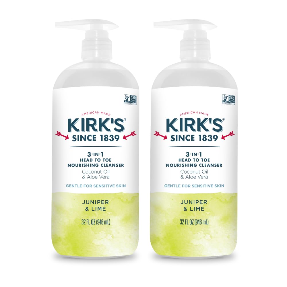Kirk's 3-in-1 head-to-toe cleanser bottle for simple family skincare routine.