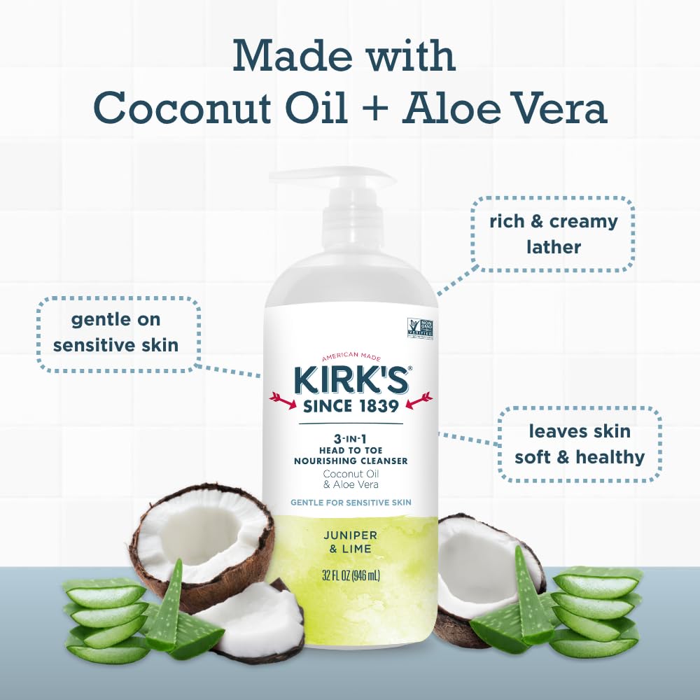 Kirk's foamy lather close-up shows creamy texture ideal for quick showers.
