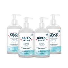 Kirk's Hydrating Hand Wash bottle with coconut oil and aloe vera for soft skin.
