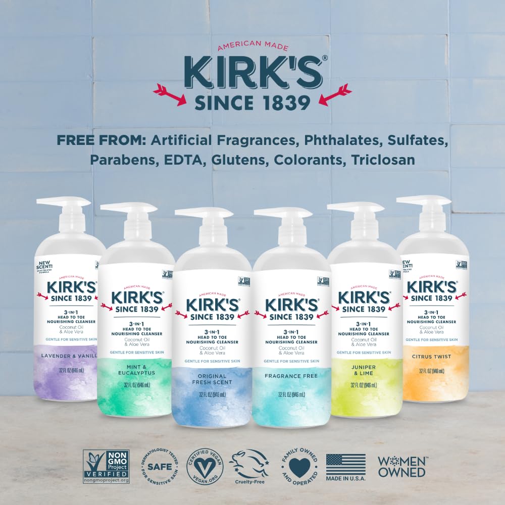 Kirk's made-in-USA badge glows beside the 32 oz packaging.