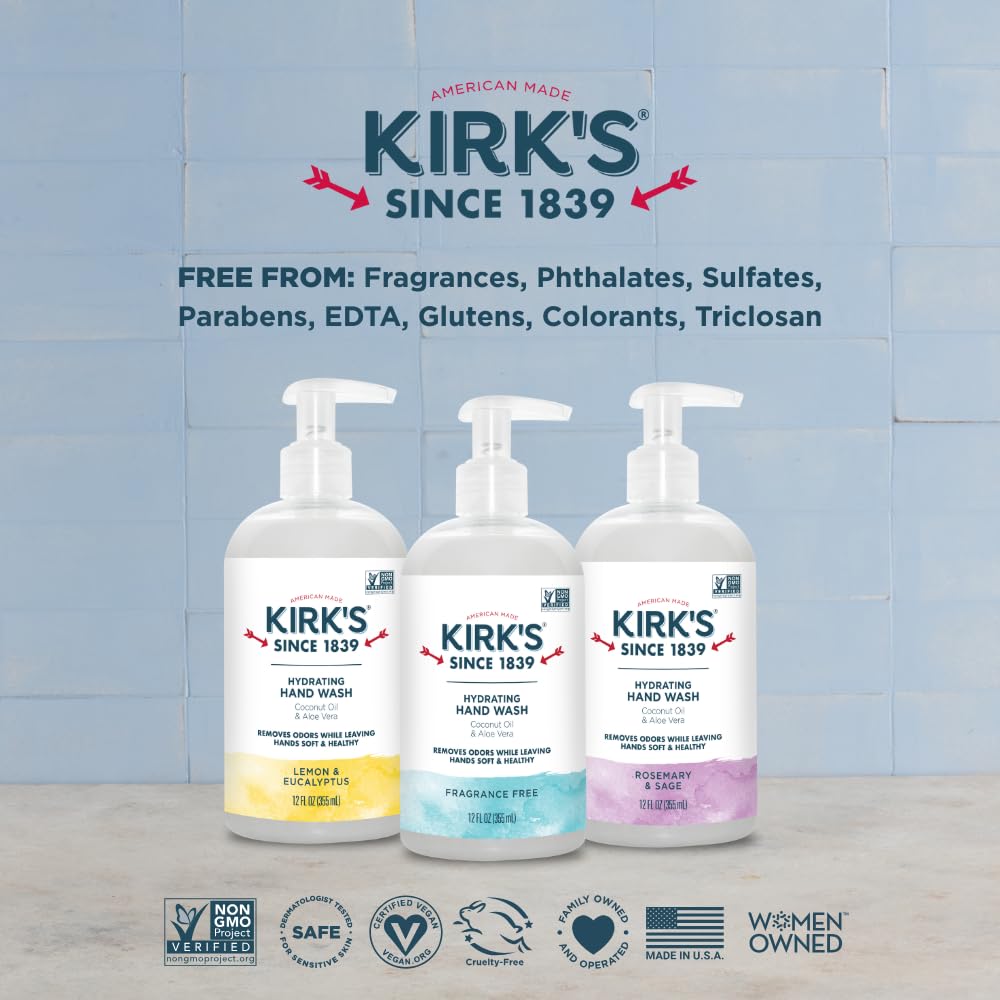 Non-GMO, vegan Kirk's hand wash aligns with health-conscious families.