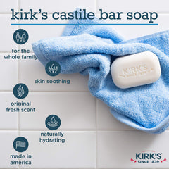 Kirks Original Coco Castile soap closeup shows coconut scent and natural cleansing