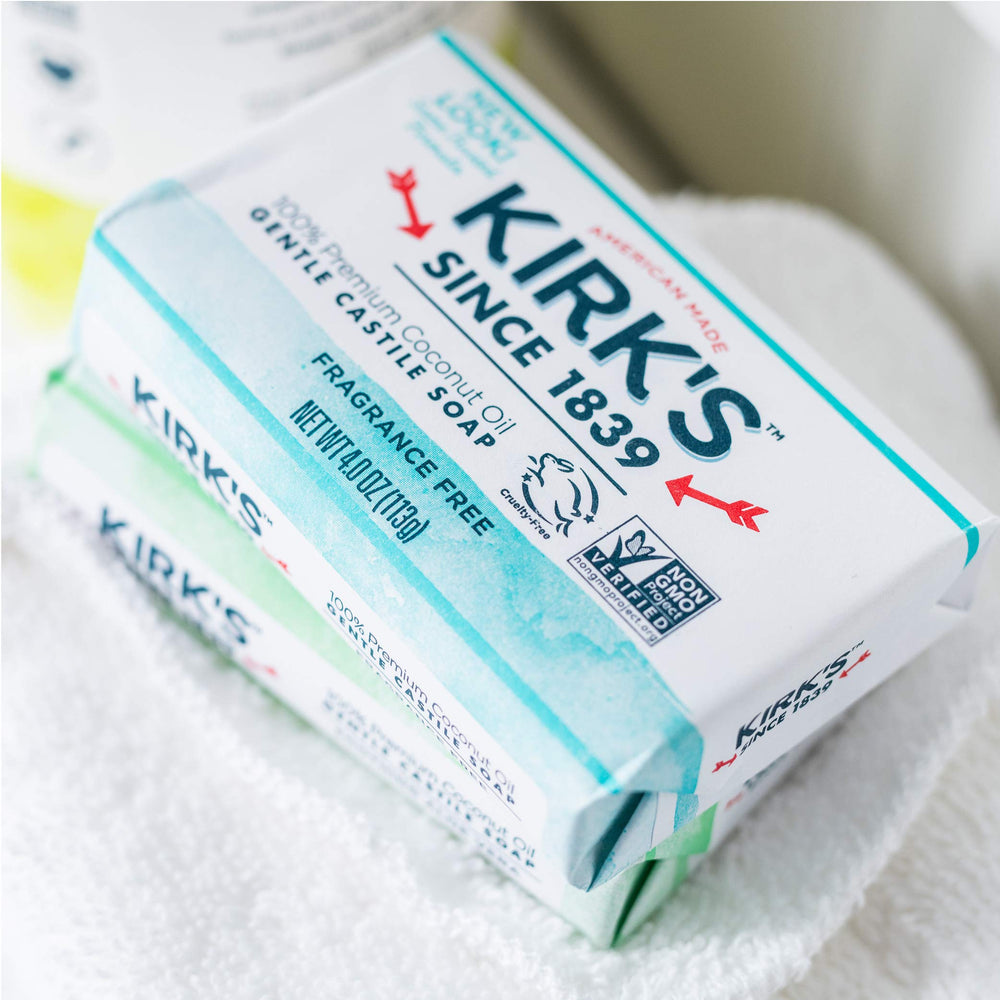 Kirk's fragrance-free soap bar illustrating gentle cleansing use case
