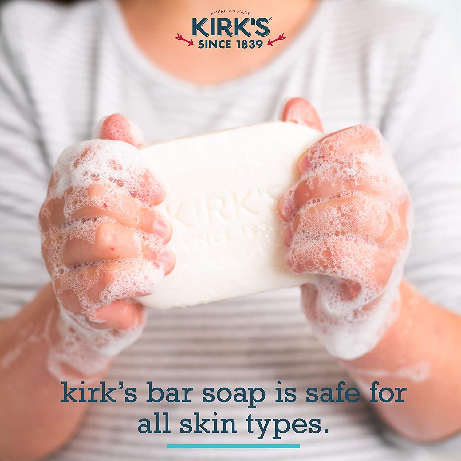 Kirk's packaging open—eco-friendly packaging and simple ingredients.