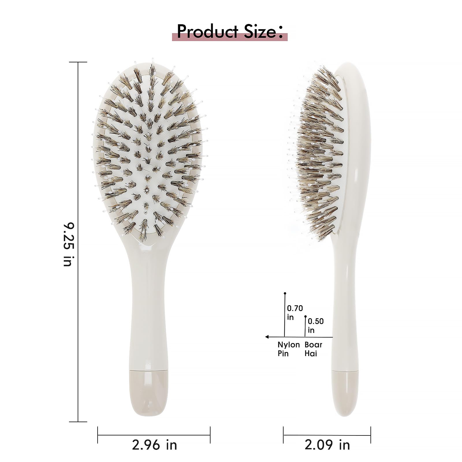 KISMETICS Boar Bristle Hair Brush detangling action eases knots with nylon pins