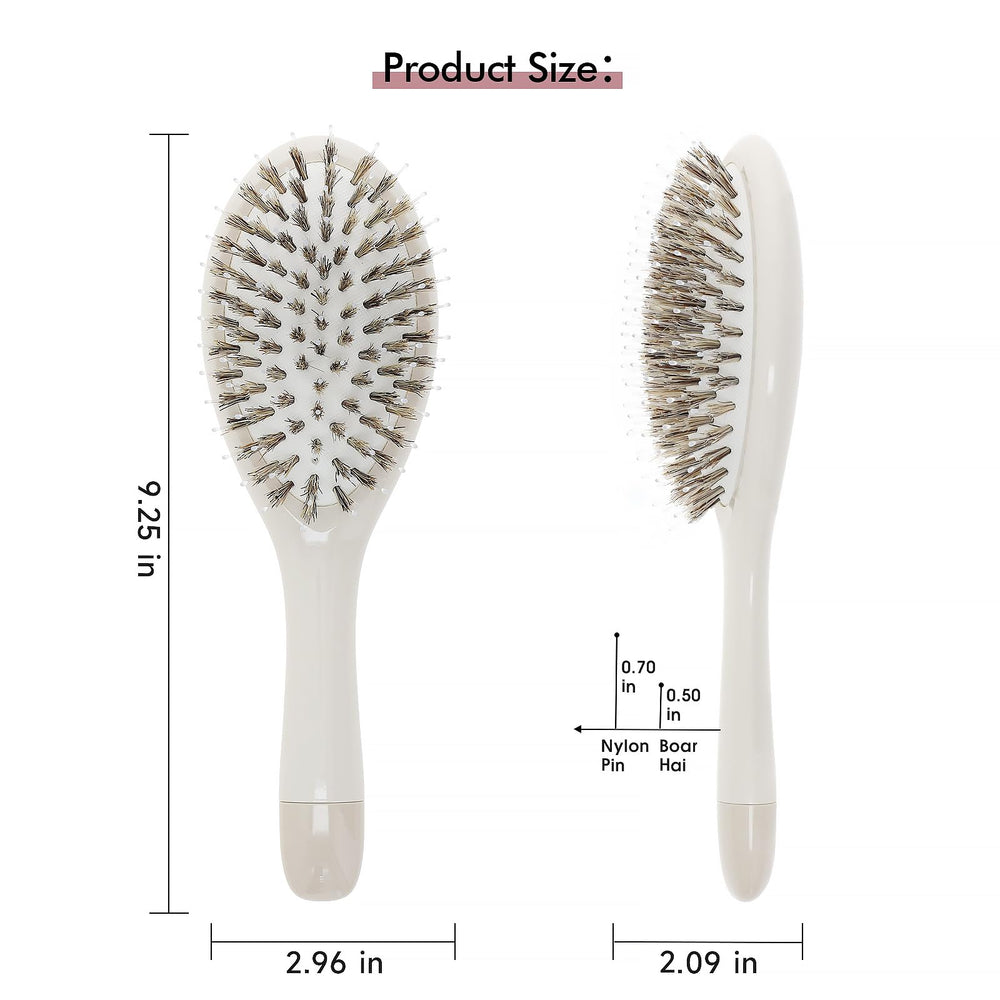 KISMETICS Boar Bristle Hair Brush detangling action eases knots with nylon pins