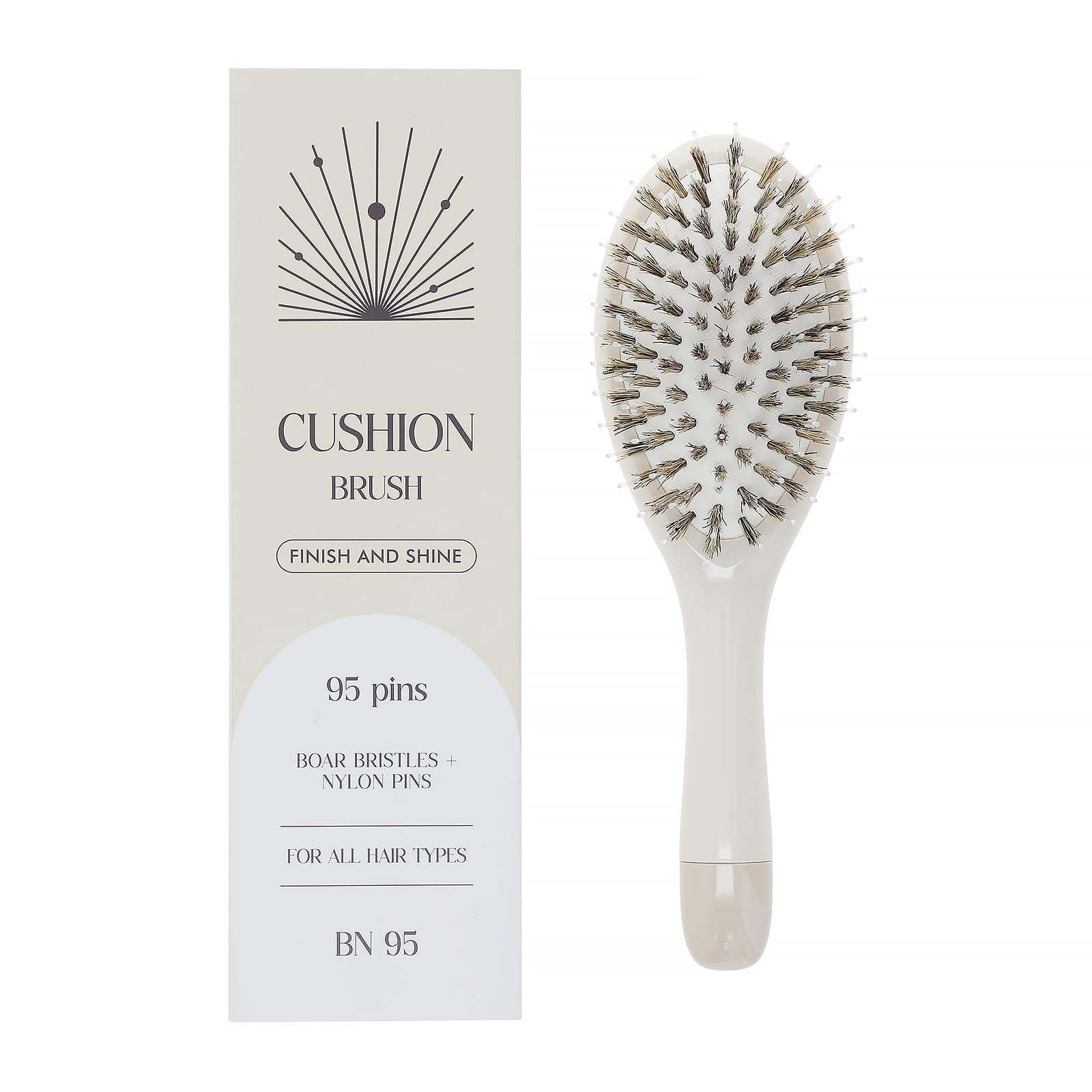 KISMETICS Boar Bristle Hair Brush front view highlights smooth detangling for all hair types