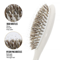 KISMETICS Boar Bristle Hair Brush oil distribution promotes natural shine and frizz control