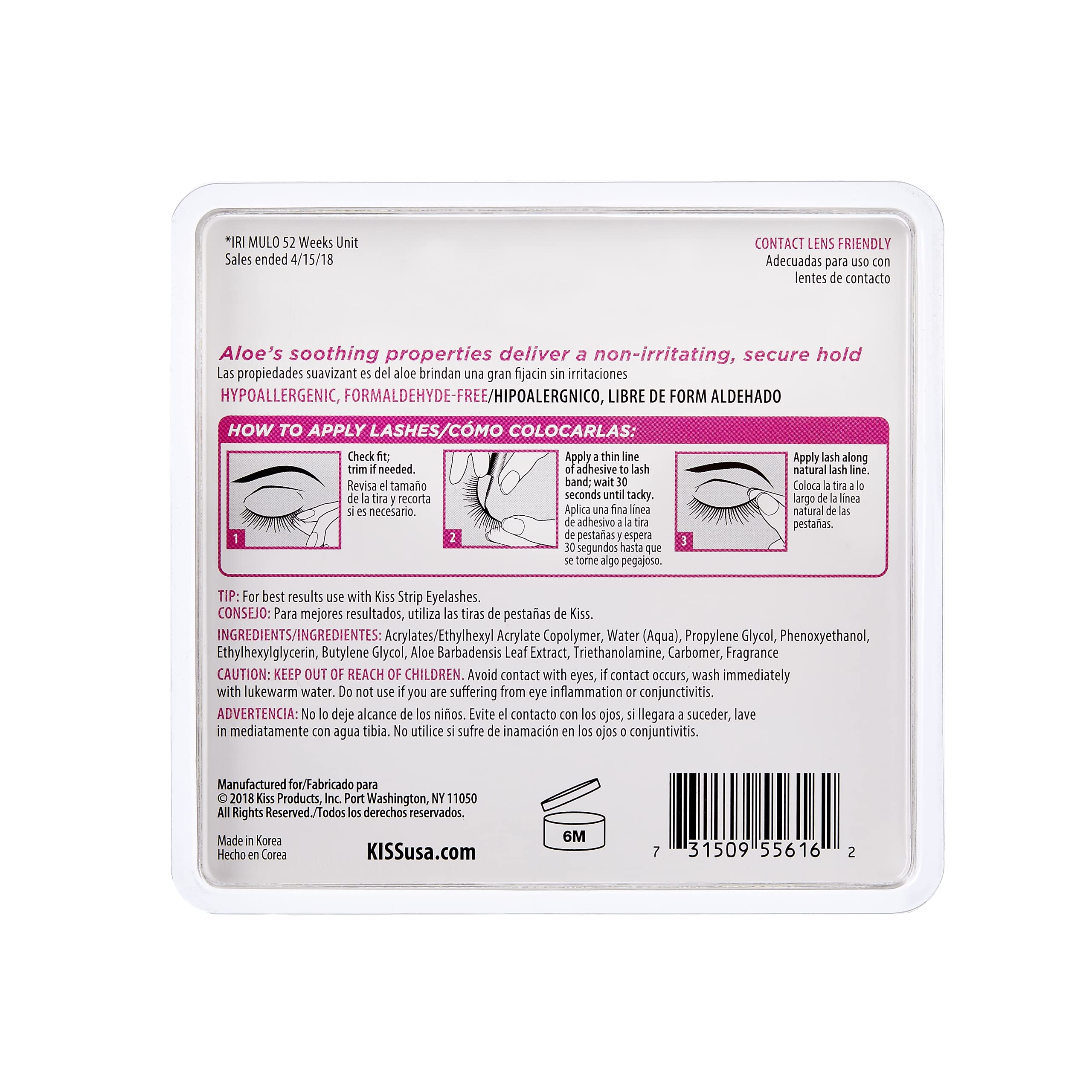 KISS brush applicator on the eyelash adhesive for precise, mess-free glue lines.