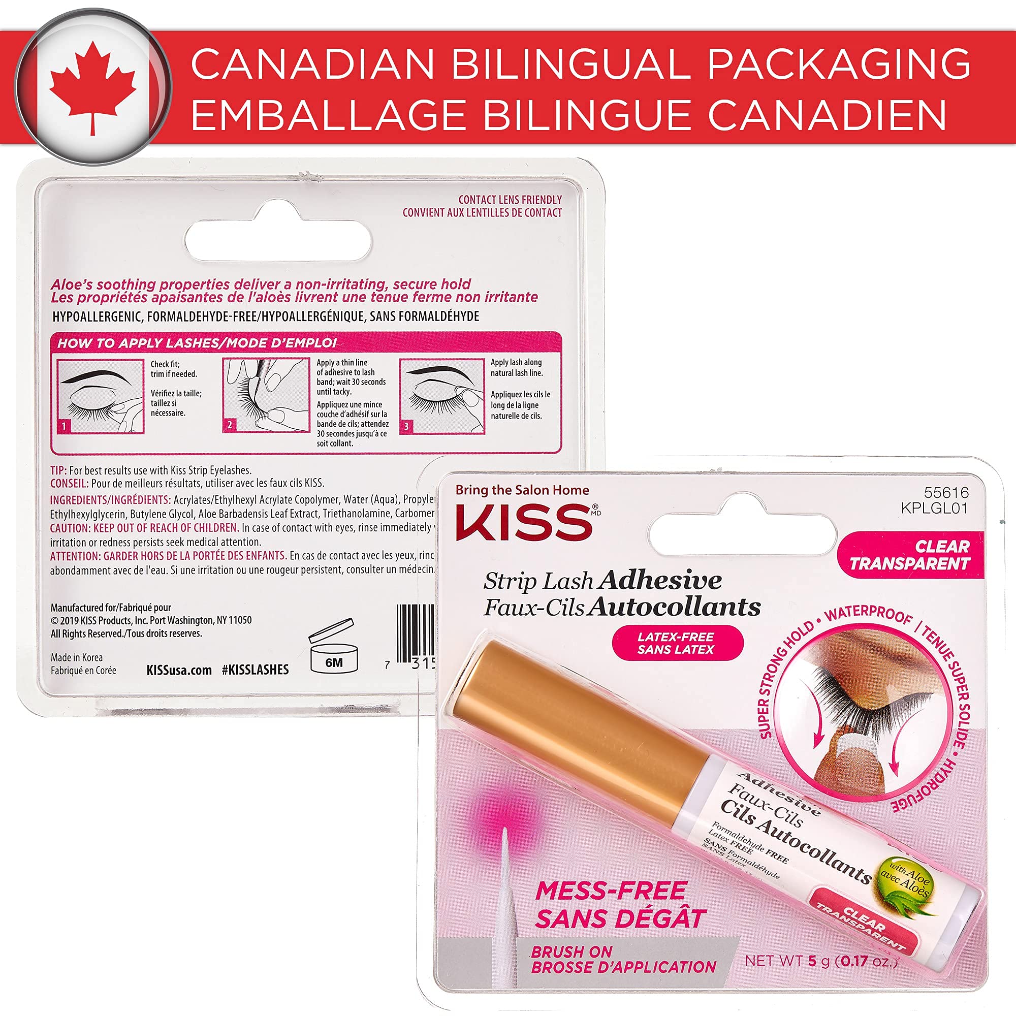 KISS cruelty-free adhesive supports easy lash wear without animal testing.