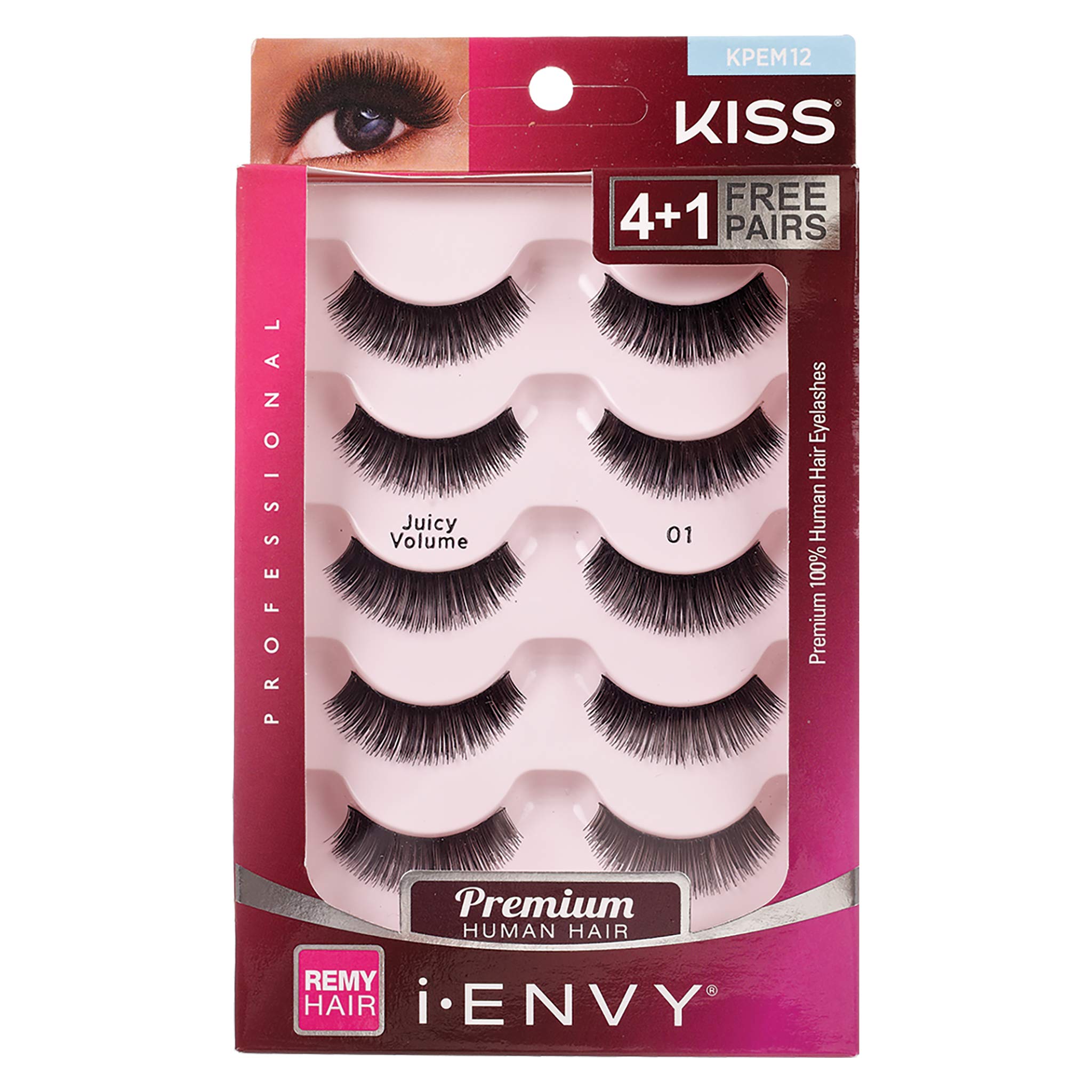 KISS I ENVY Juicy Volume 01 pack multi lashes showing bold eye definition