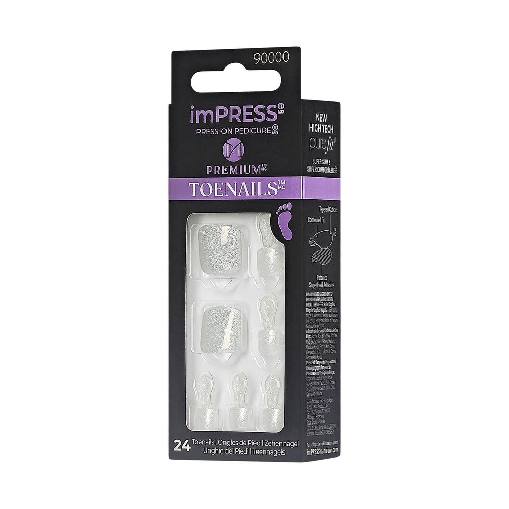 KISS imPRESS durable adhesive keeps pedicure secure for days while protecting natural nails.