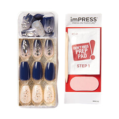KISS imPRESS No Glue Pedi adhesive peel close-up showing quick, mess-free application.