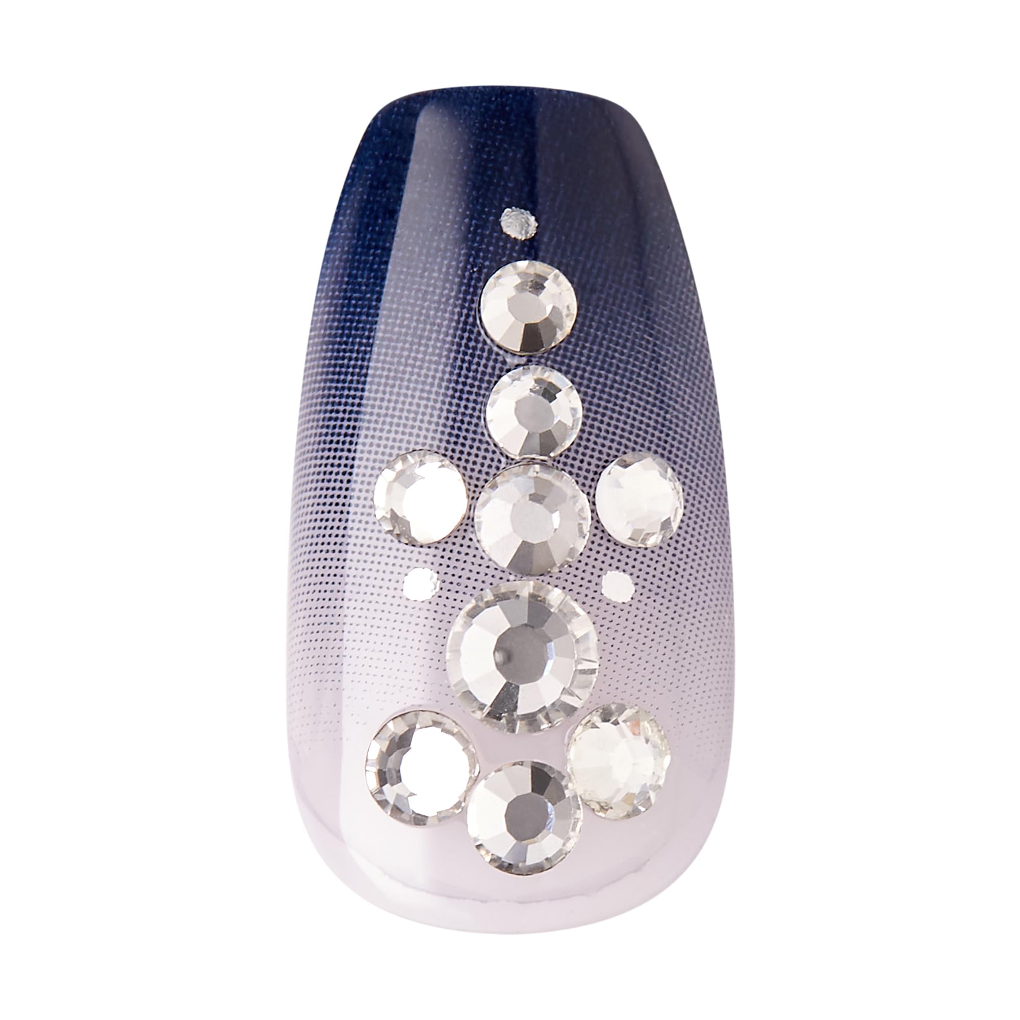 KISS imPRESS No Glue Pedi high-gloss finish showcases a salon-like shine.