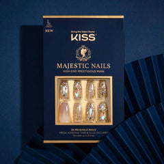 KISS Majestic glue-on nails kit ready-to-apply DIY manicure at home.