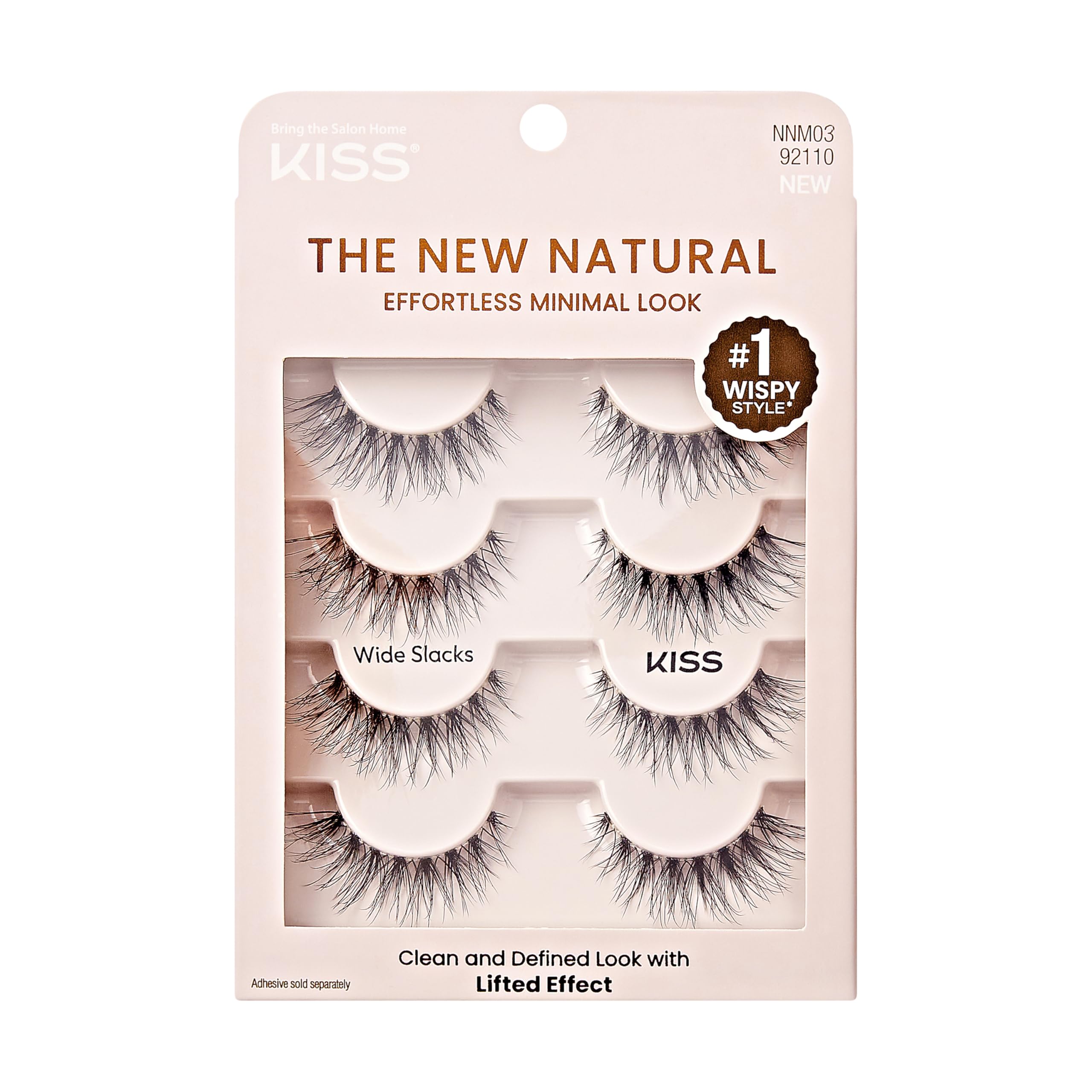 KISS The New Natural Wide Slacks 4-pair pack shown for versatile 12mm lashes