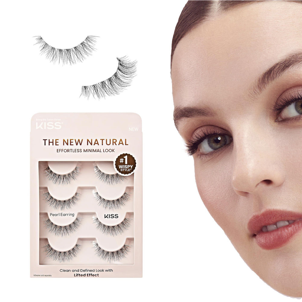 KISS Pearl Earring 12mm lash clusters closeup show natural wispy texture for everyday wear.