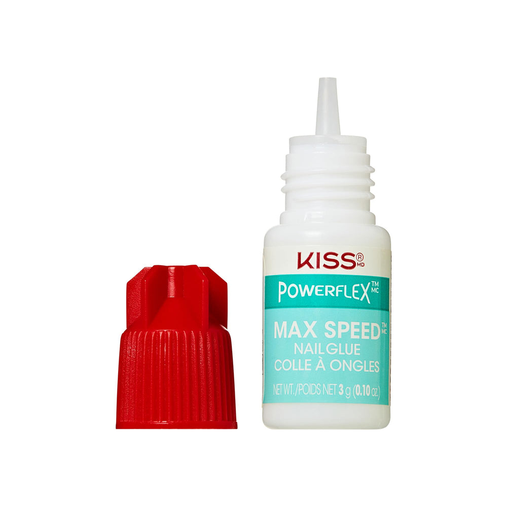 KISS glue applied to press-on nail during application for secure long-lasting wear benefit