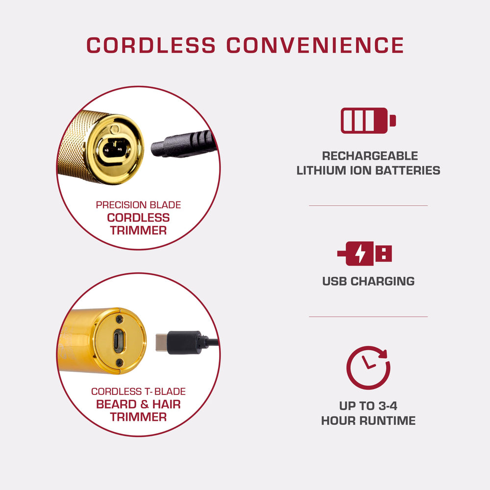 KISS Precision Blade Trimmer lithium-ion battery for up to four hours of cordless use.