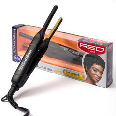 Kiss Red by Pencil Flat Iron edge-precision close-up for precise edge styling.