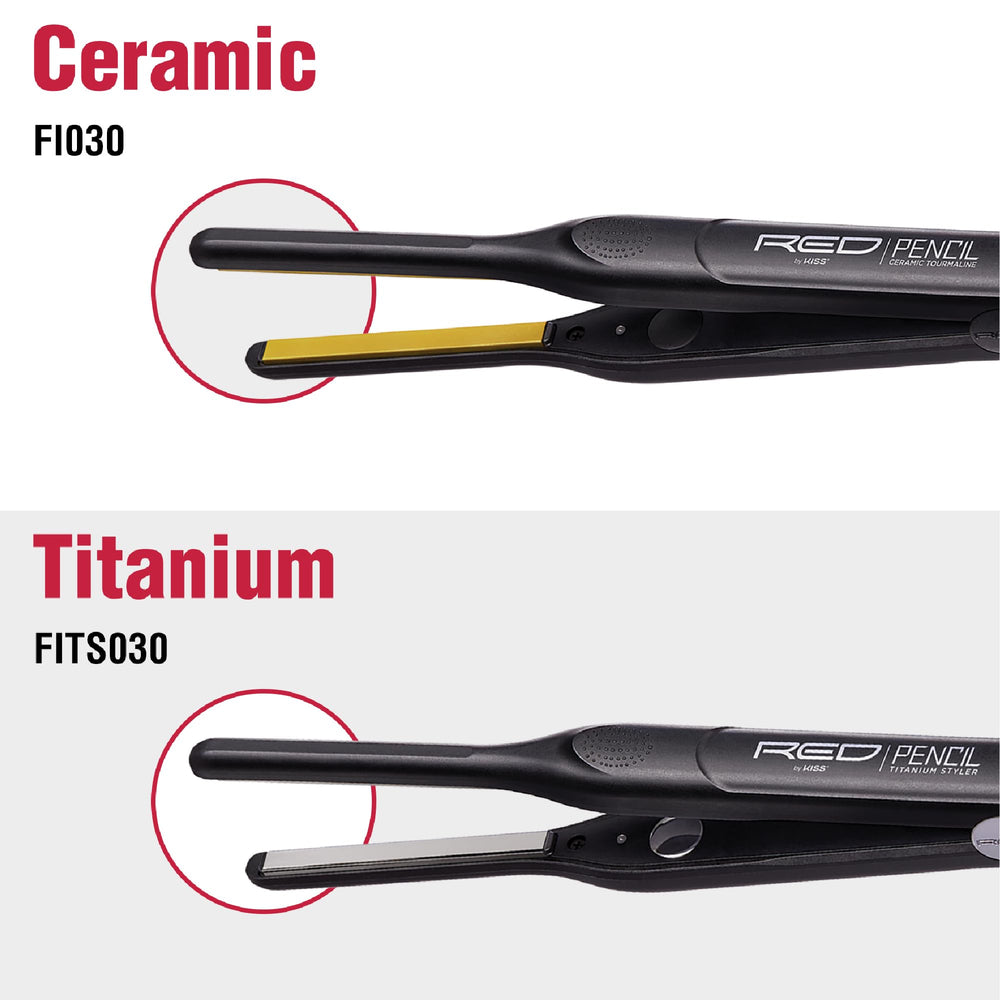 Kiss Red by Pencil Flat Iron swivel cord enables easy maneuvering.