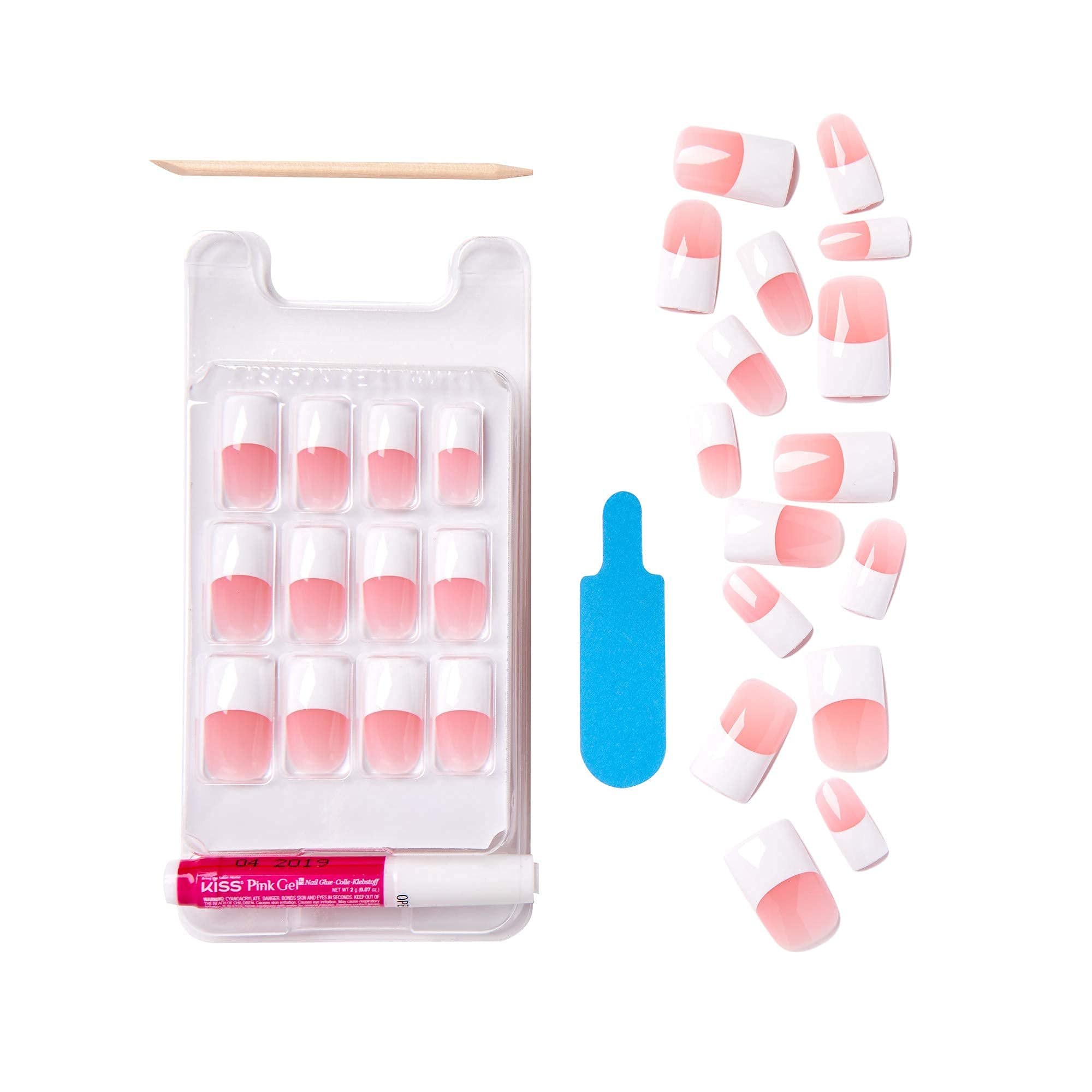 Kiss Salon Acrylic French Kit Long Pack flawless-fit close-up emphasizes precise edge alignment.