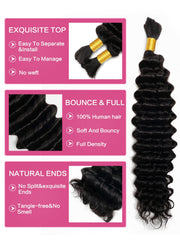 KISS HAIR natural black bulk hair demonstrates easy dye and flexible styling options.