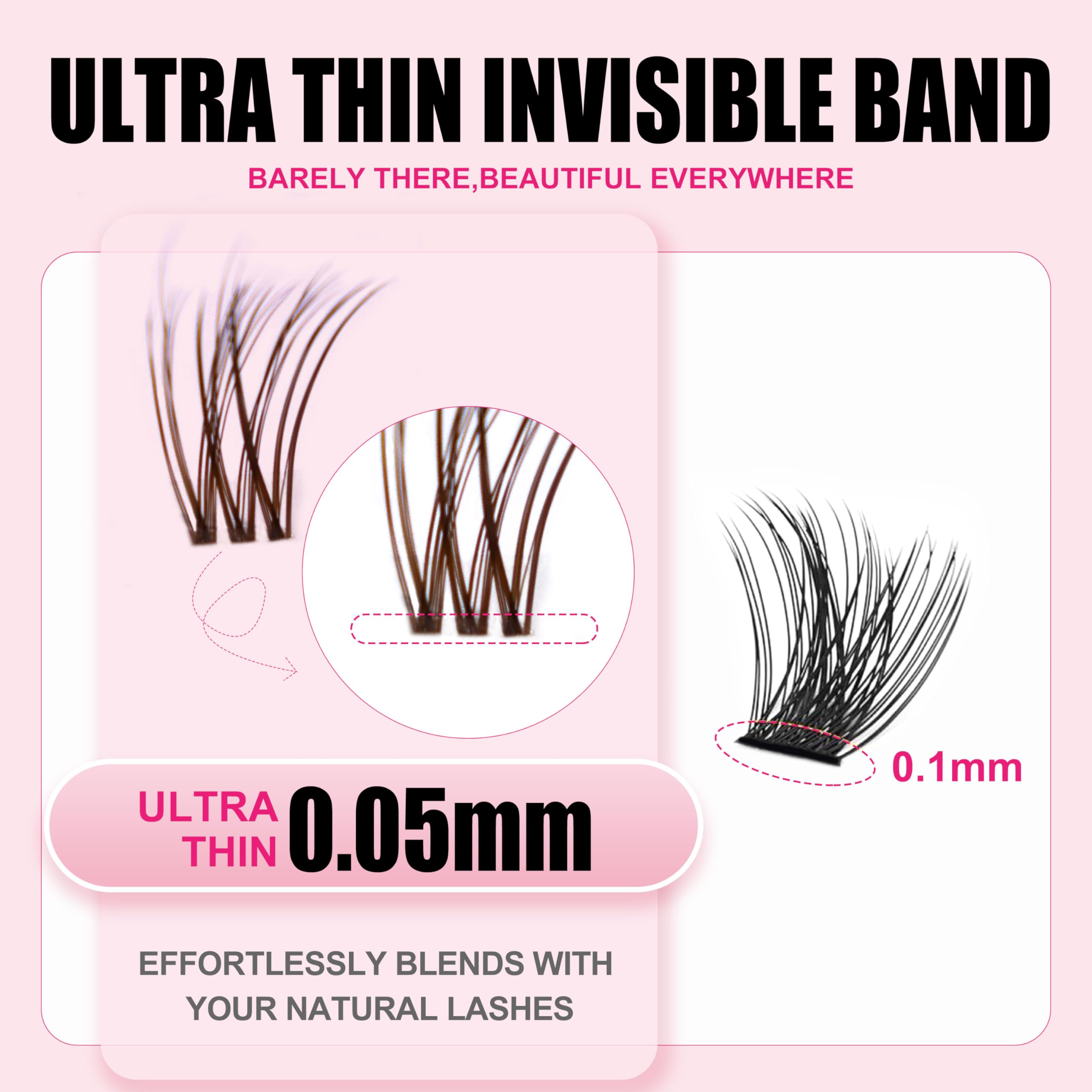 Kisslily Plume Brown Lashes 8-16mm curl demonstrates versatile length options.