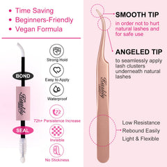 Kisslily Plume Brown Lashes bond seal bottle highlights long-lasting hold.
