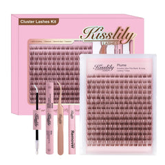 Kisslily Plume Brown Lashes invisible-band closeup showing natural blend.