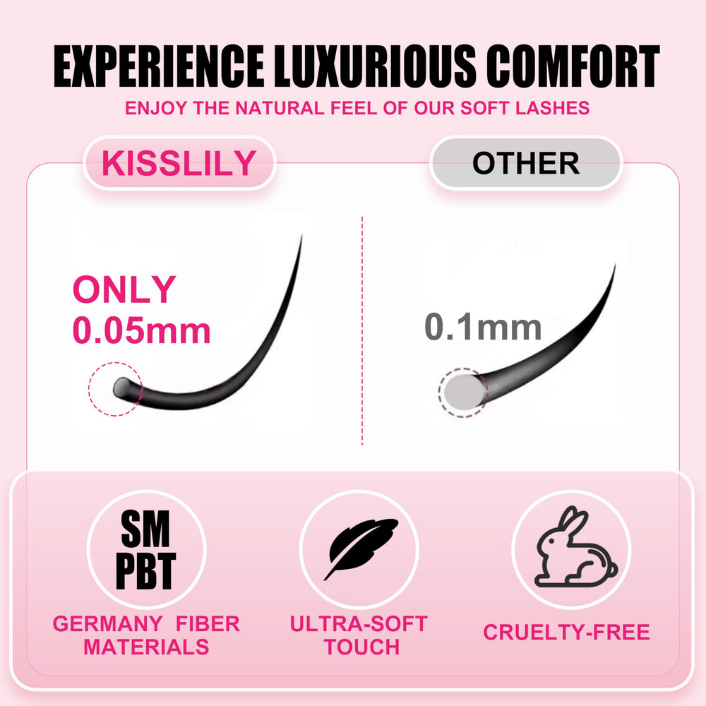Kisslily Plume Brown Lashes natural eyelash clusters for a light, airy look.