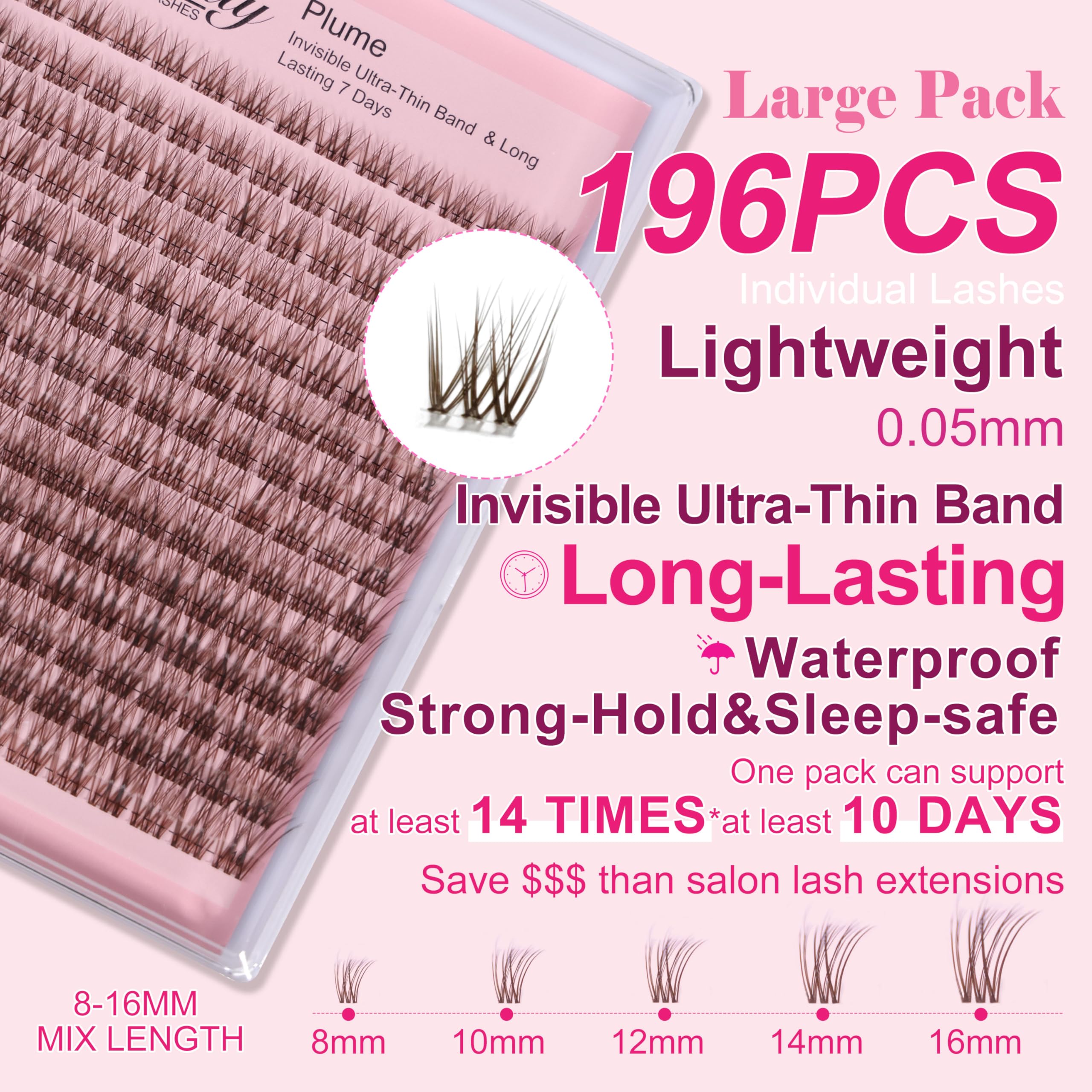 Kisslily Plume Brown Lashes tray application for easy DIY lash clustering.