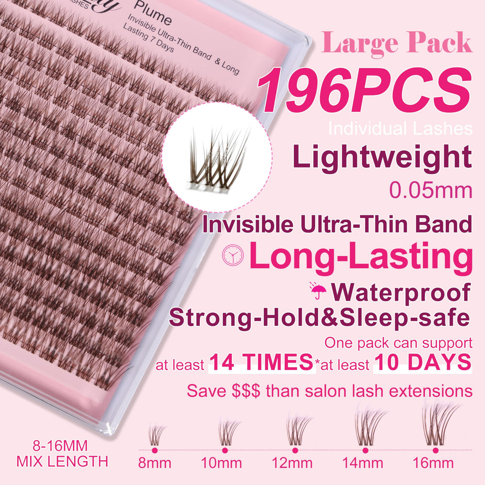 Kisslily Plume Brown Lashes tray application for easy DIY lash clustering.