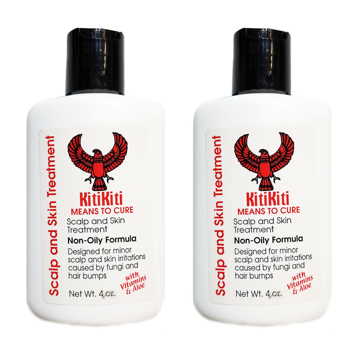 Kitikiti scalp and skin treatment bottle 2-pack provides a non-oily formula for refreshed scalp care.