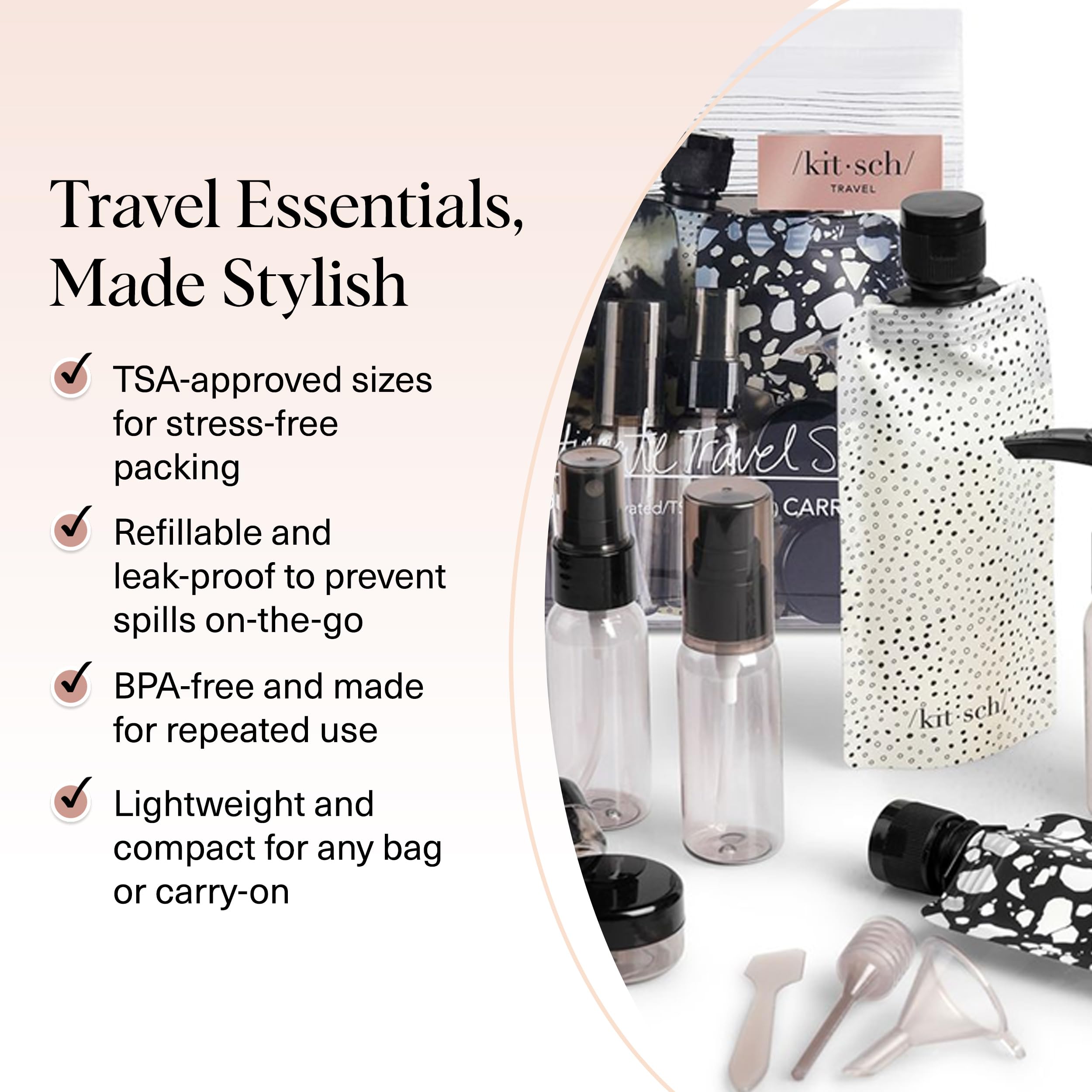 Kitsch 11-piece mini 0.35oz jars for creams and serums on travels.