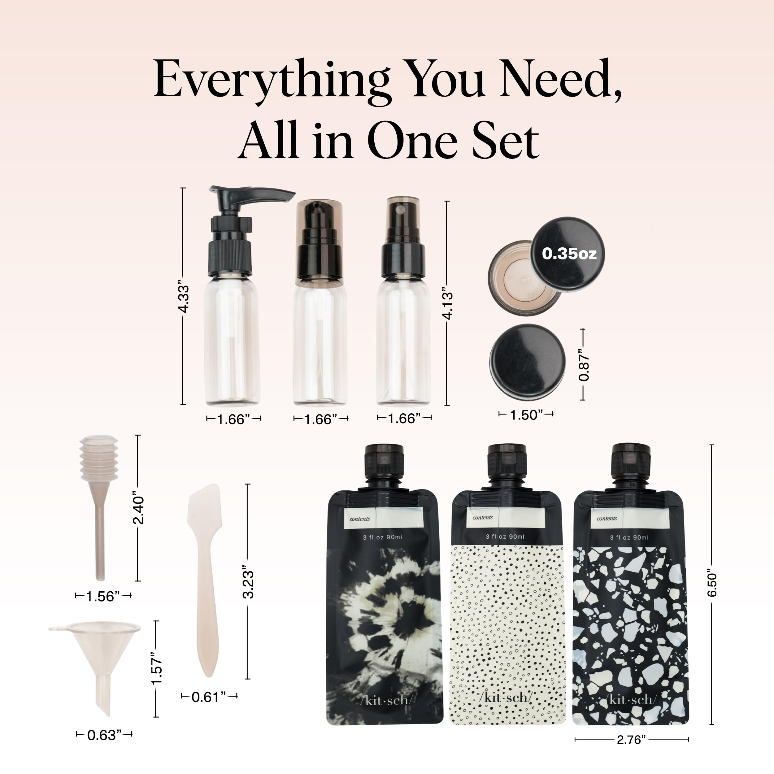 Kitsch 11-piece 1qt travel pouch, organizes liquids neatly in carry-on.