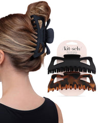 Kitsch 5 inch black claw clip grips thick hair securely for all-day wear.