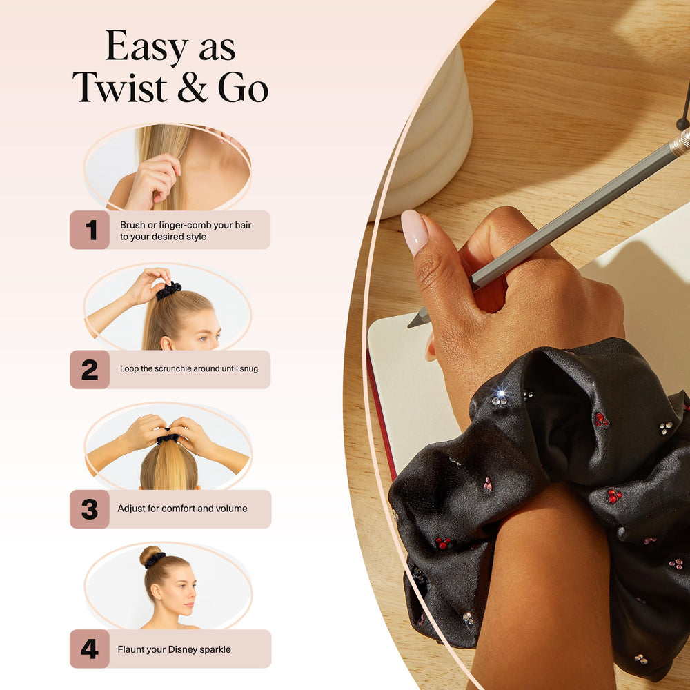 Kitsch all hair types scrunchie offers secure, slip-free hold for thick curls or fine hair.