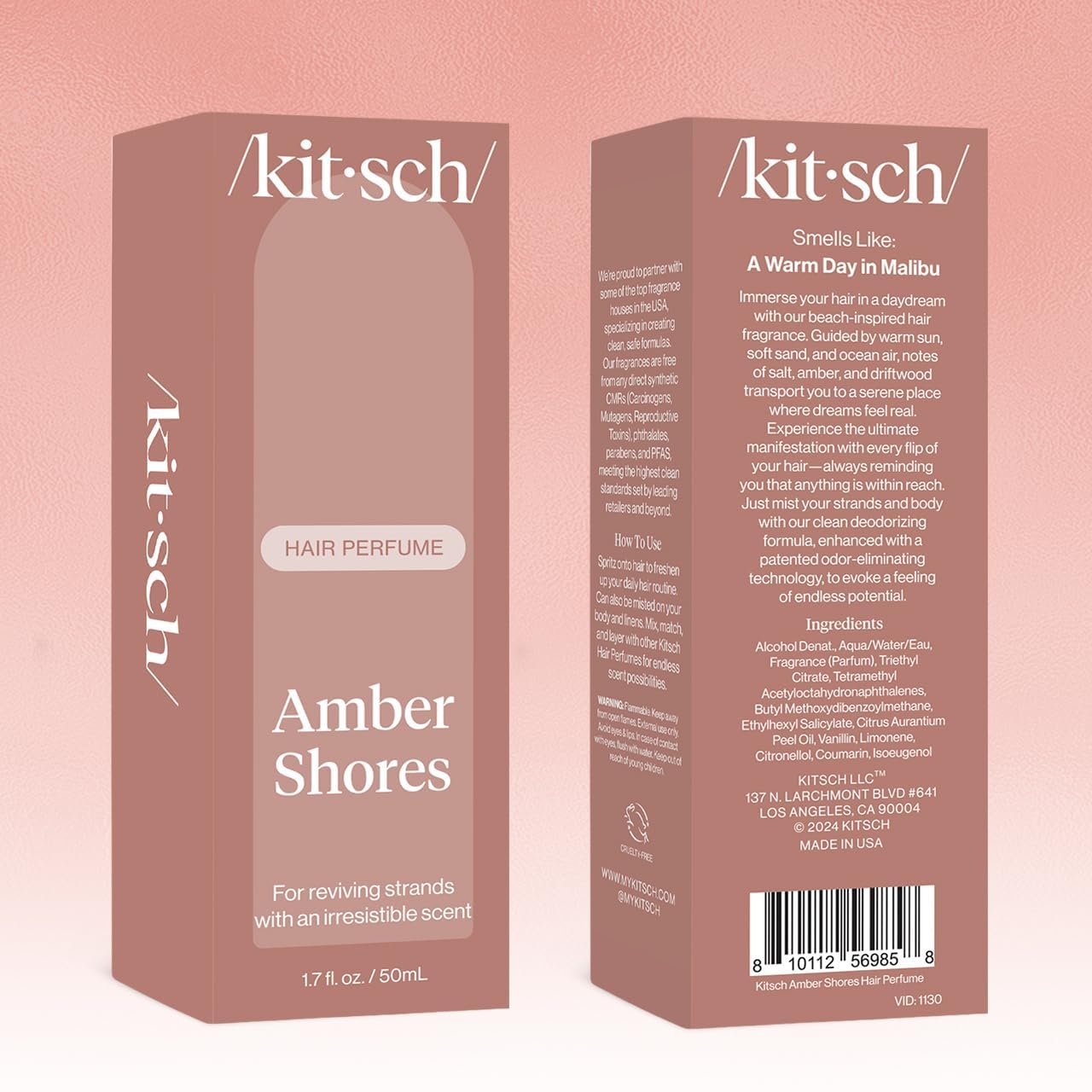 Kitsch Amber Shores product shot emphasizes dual-use hair and body mist.