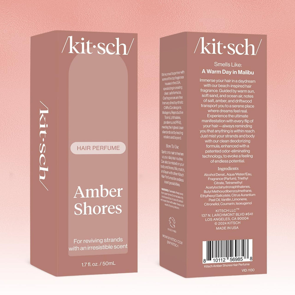 Kitsch Amber Shores product shot emphasizes dual-use hair and body mist.