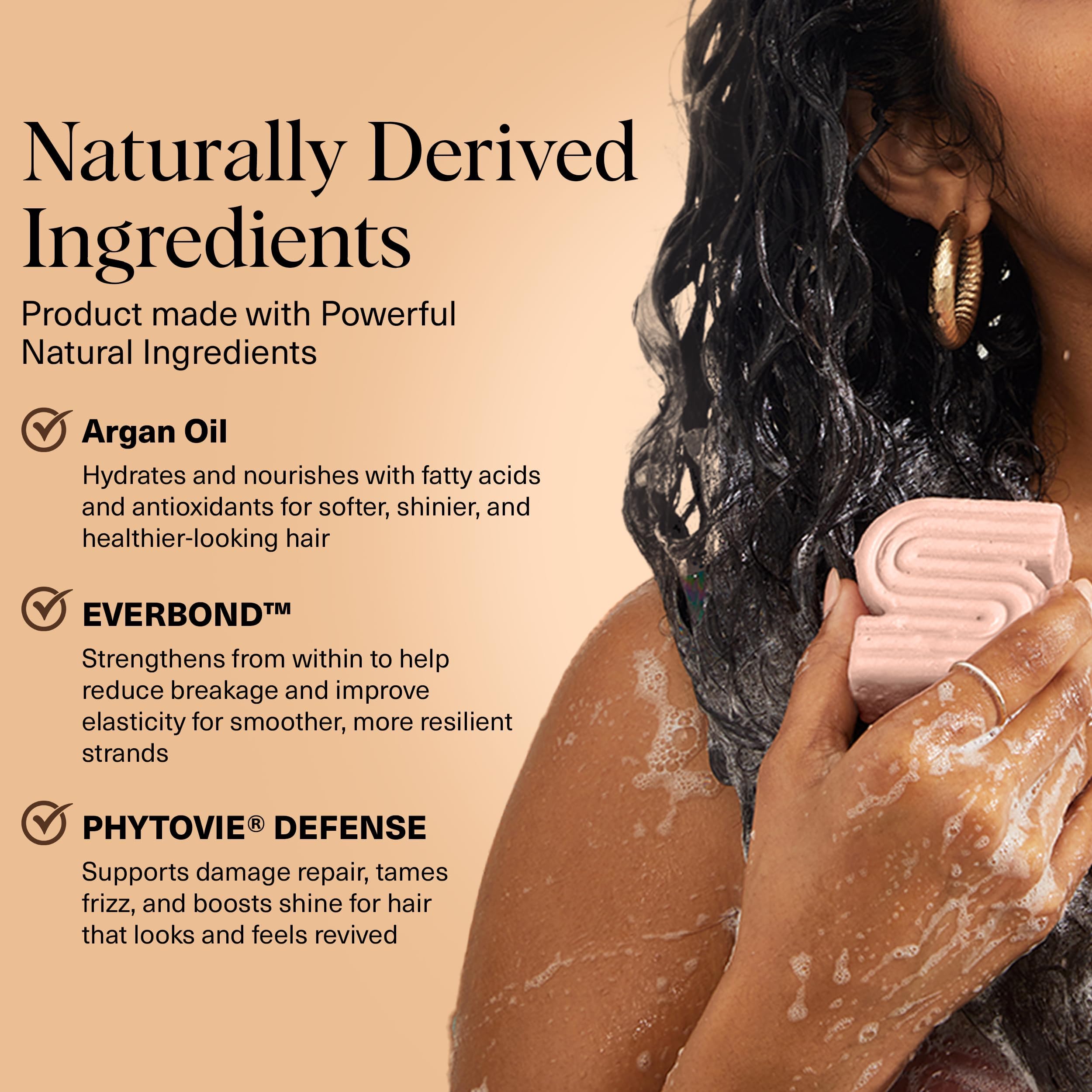 Kitsch Argan Oil Shampoo Bar lather shows lightweight moisture and shine.