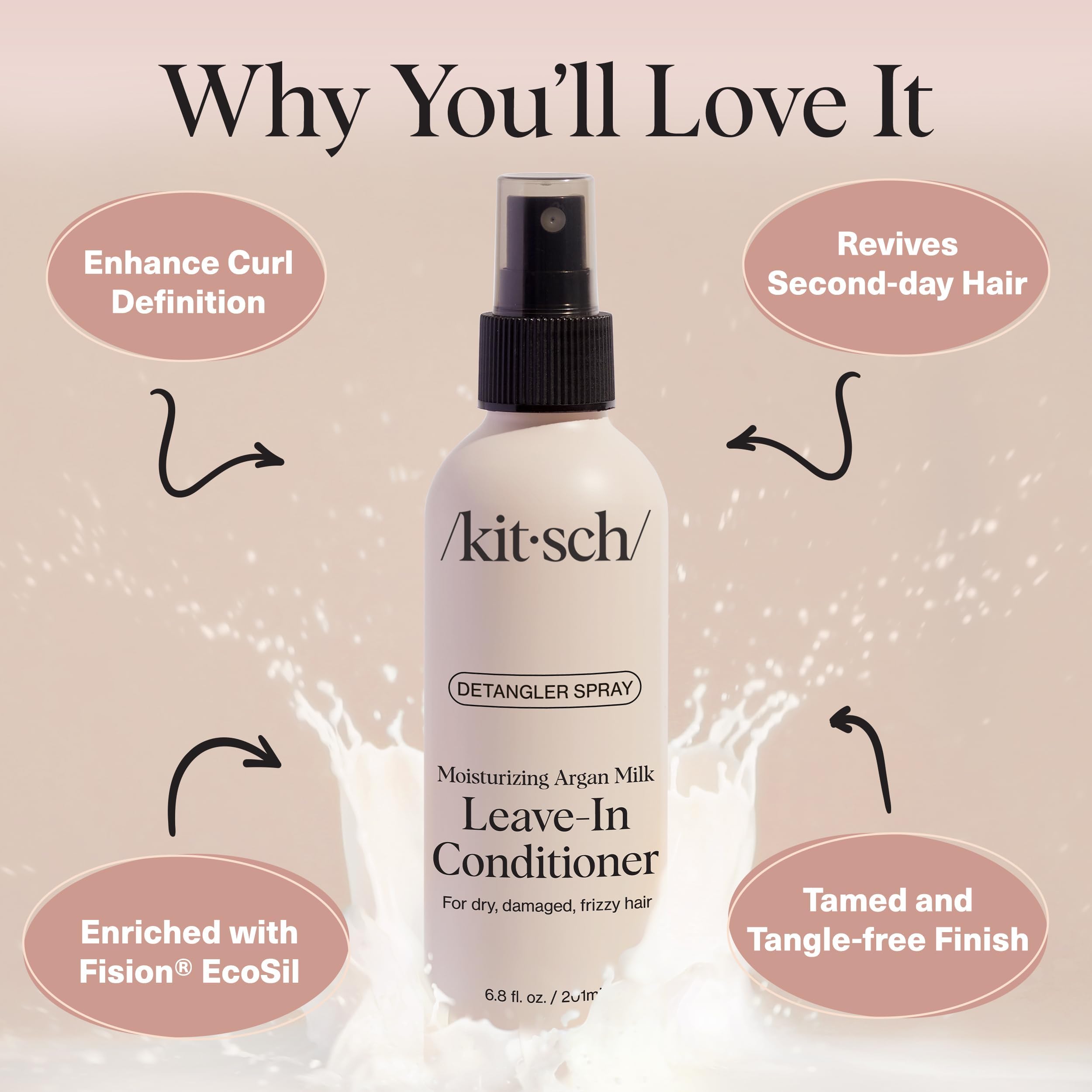 Kitsch Argan Milk Leave-In Curly Strands softened and more manageable