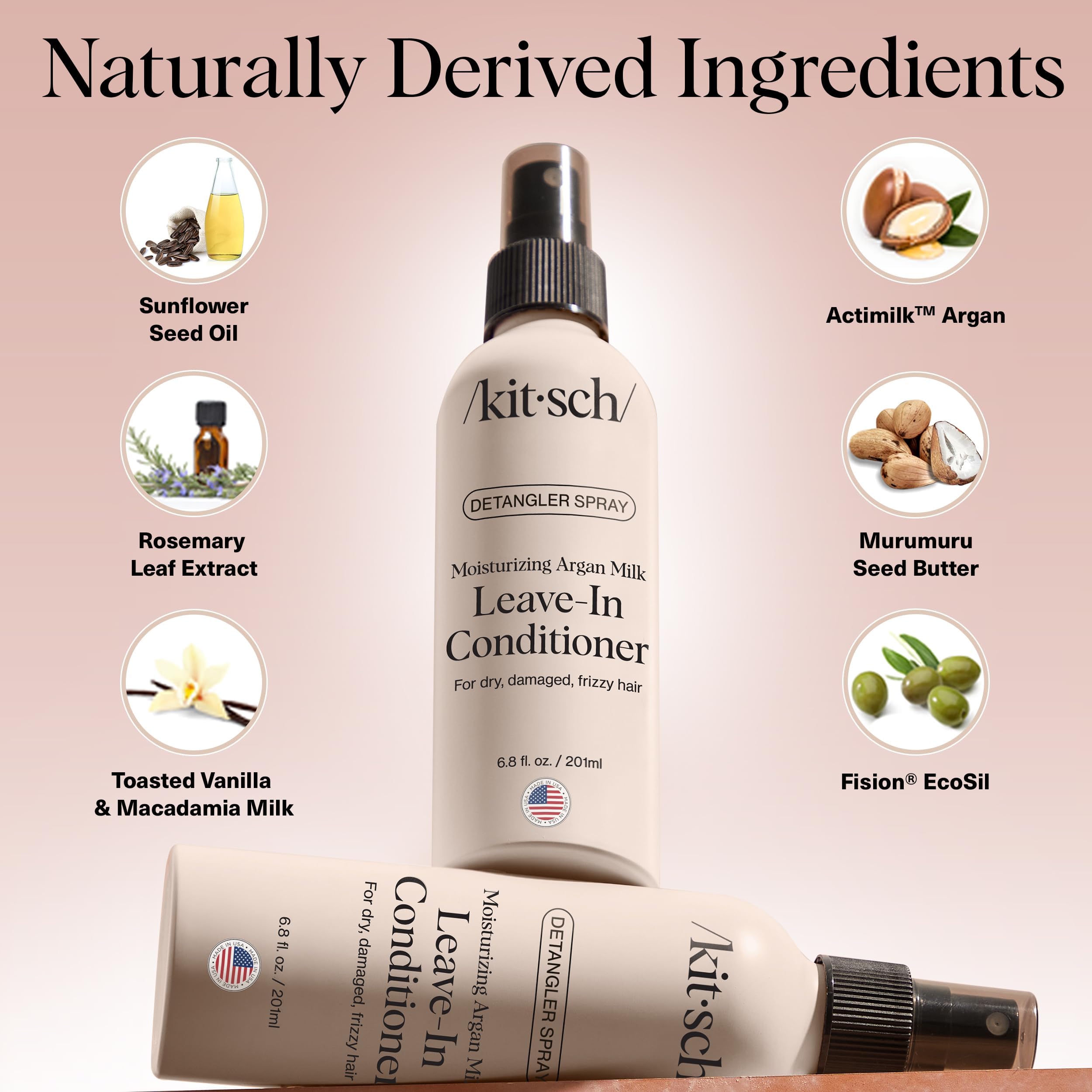Kitsch Argan Milk Leave-In on dry hair smoothing frizz and knots