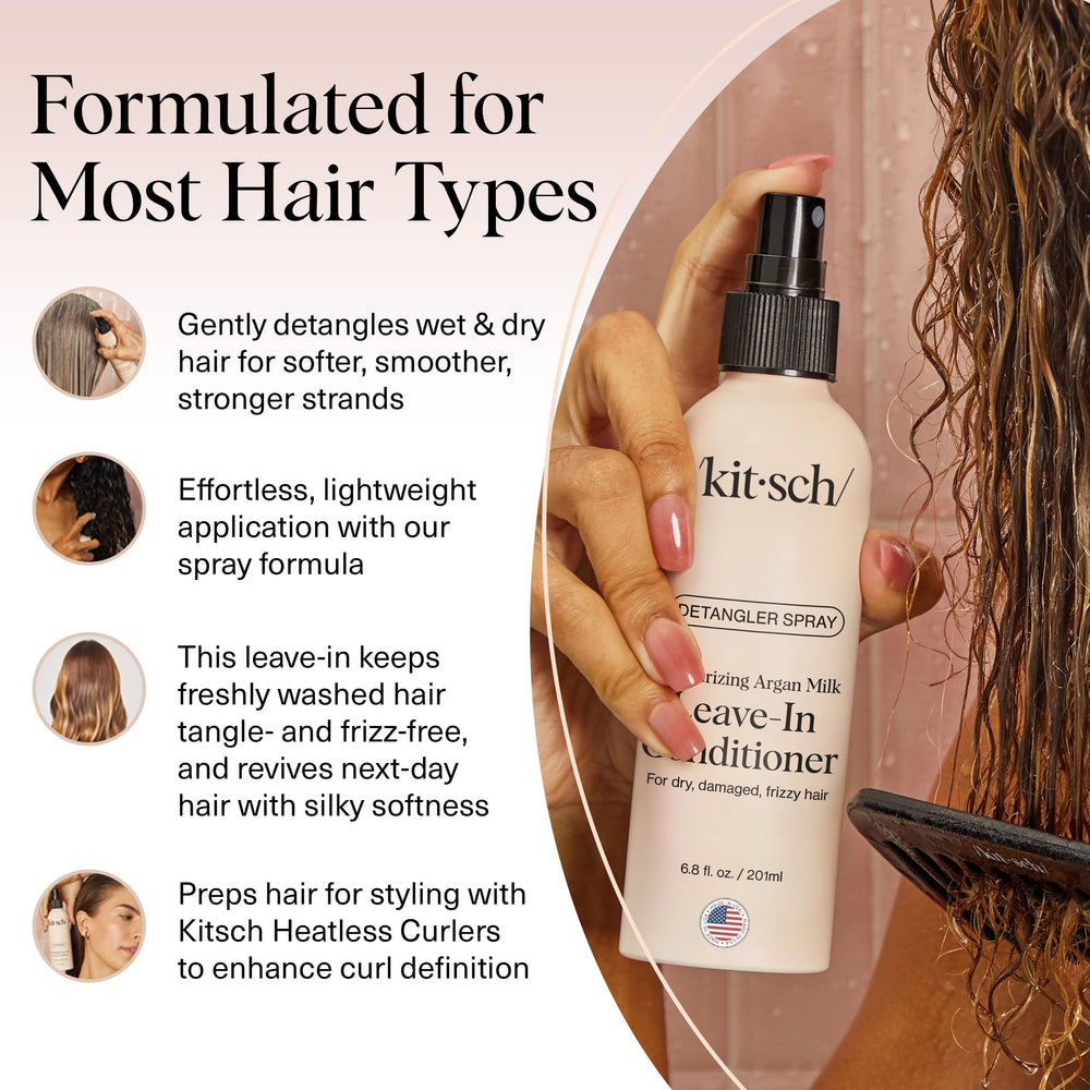 Kitsch Argan Milk Leave-In Soft Shine on detangled hair