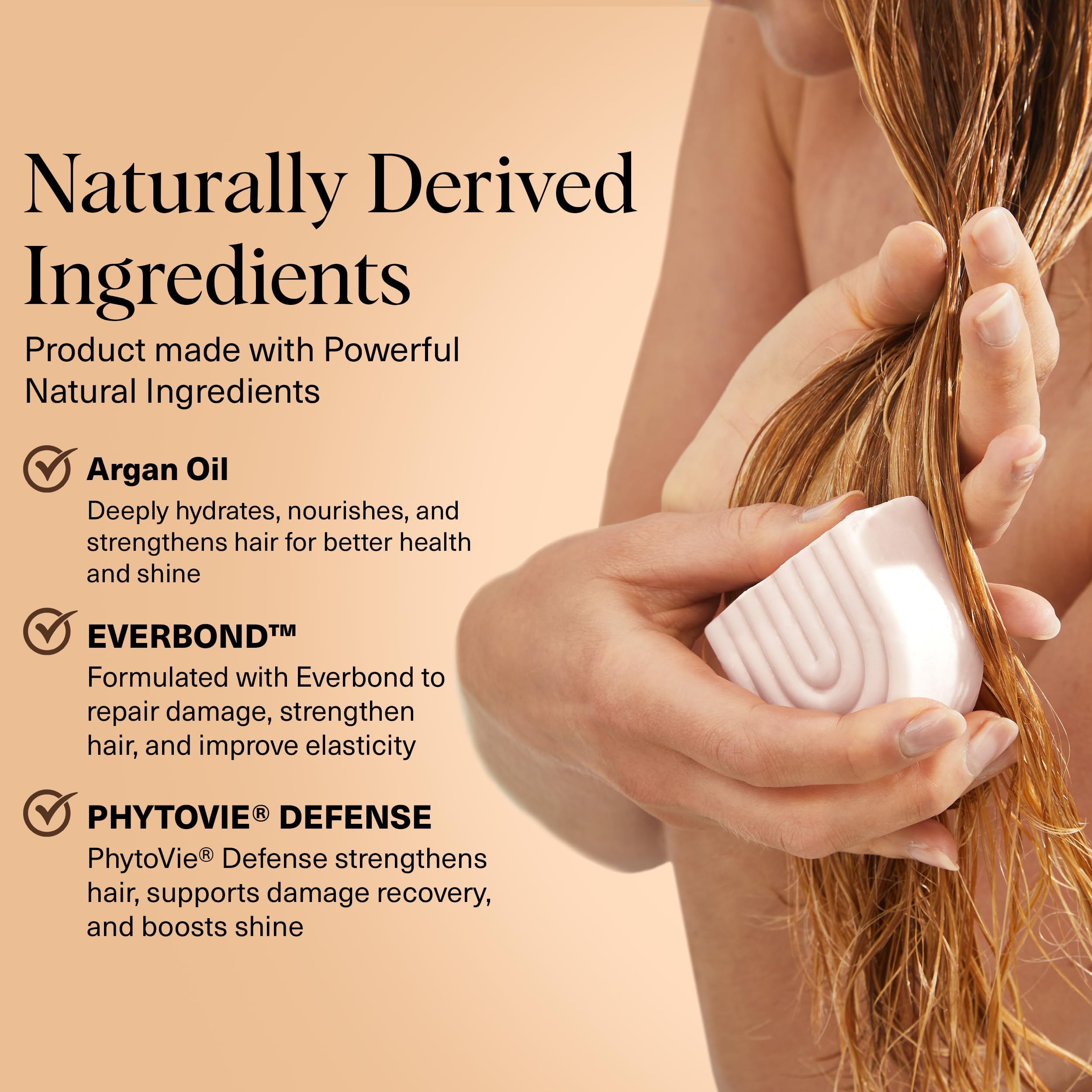 Kitsch Argan Oil Conditioner Bar applied to wet hair for smoother strands.