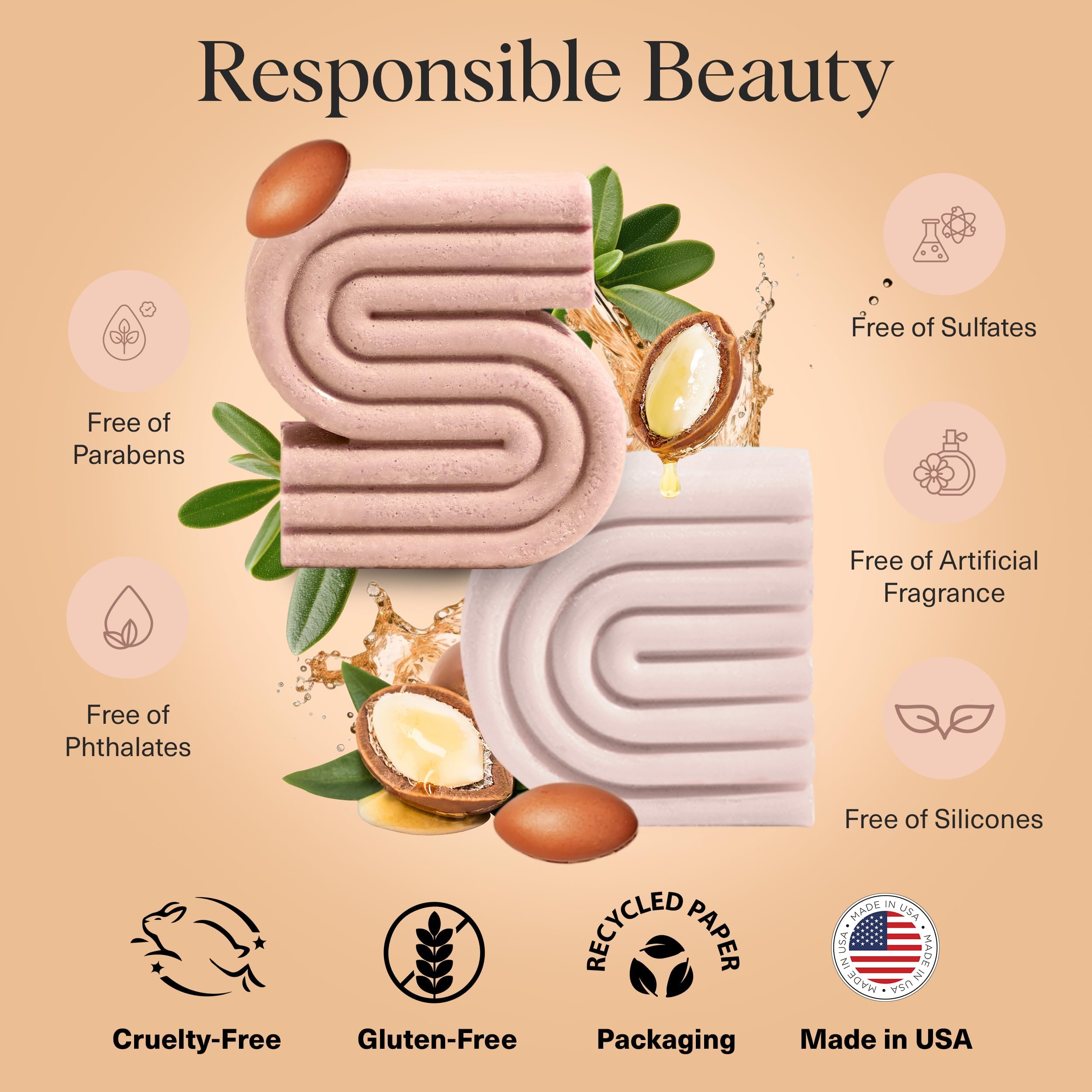 Kitsch Argan Oil Shampoo Bar travel-size display signals easy on-the-go care.