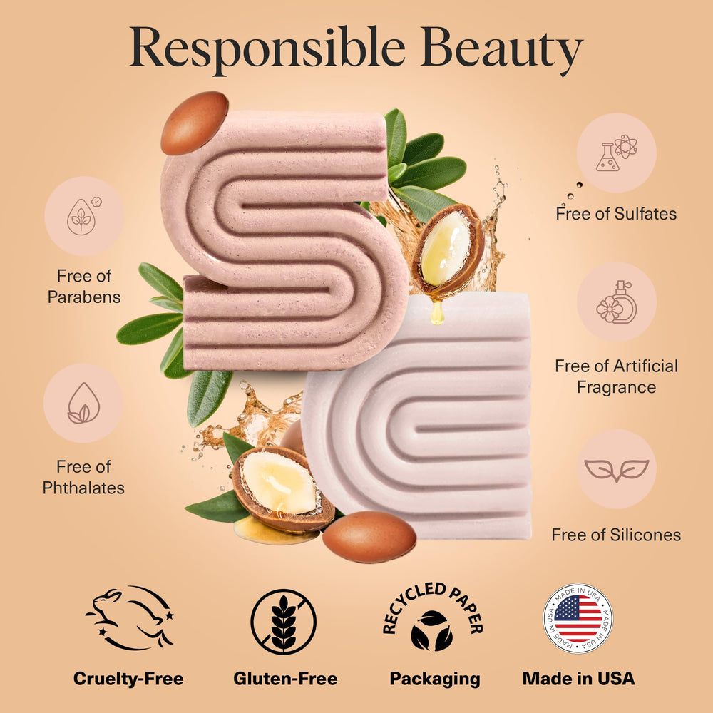 Kitsch Argan Oil Shampoo Bar travel-size display signals easy on-the-go care.