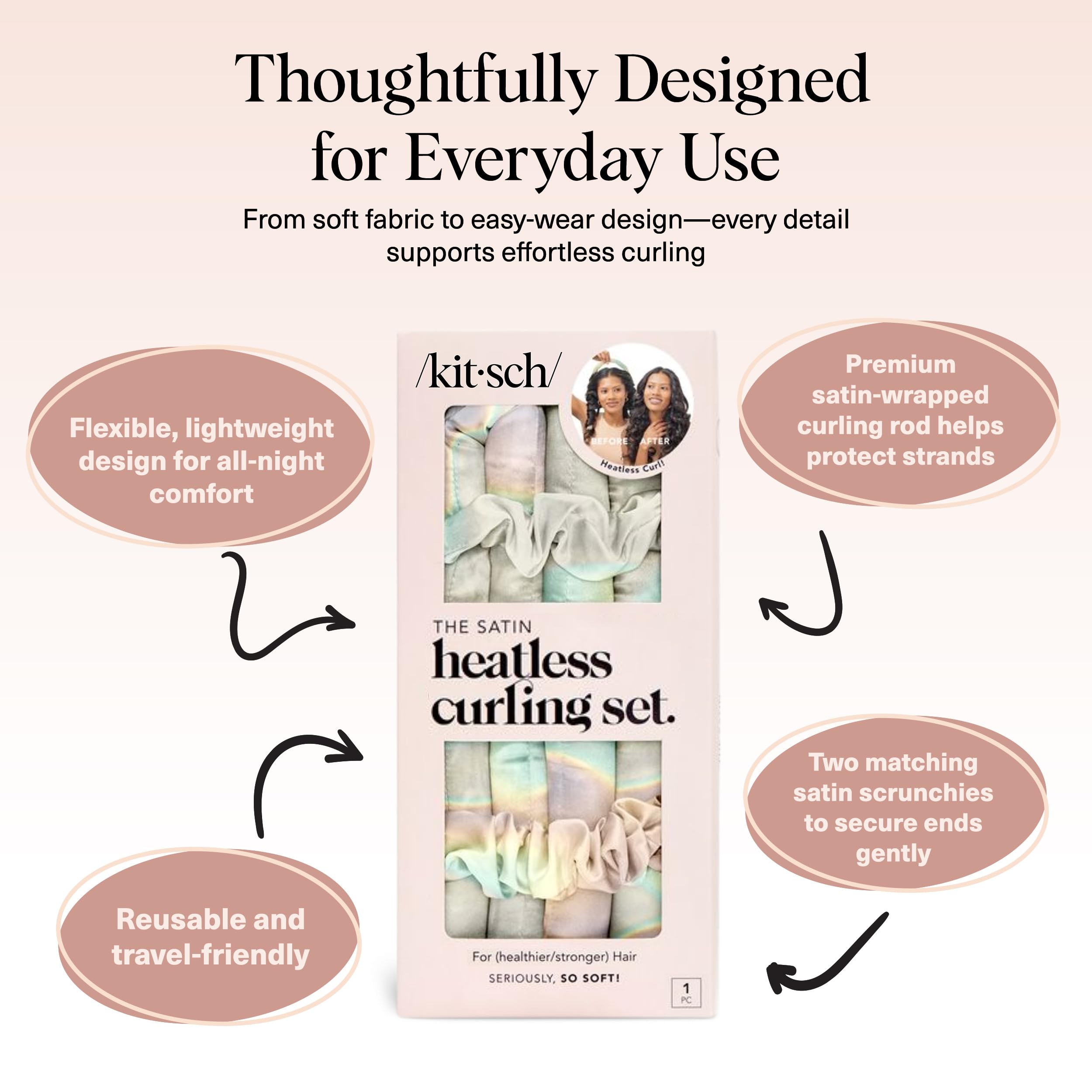 Kitsch Aura sleep-in setup illustrating easy bedtime styling