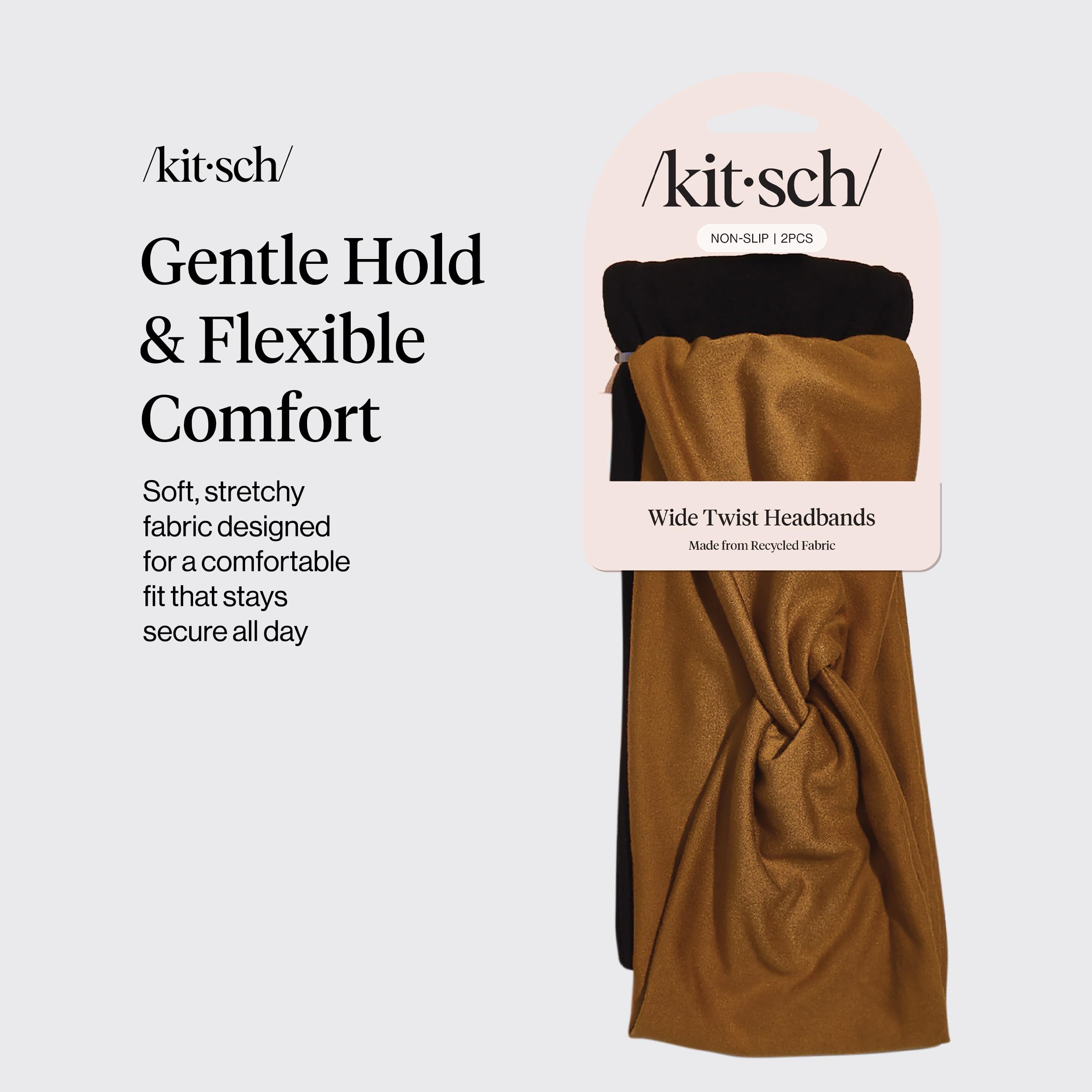 Kitsch banda para cabello ancha camel, estilo moderno para yoga.