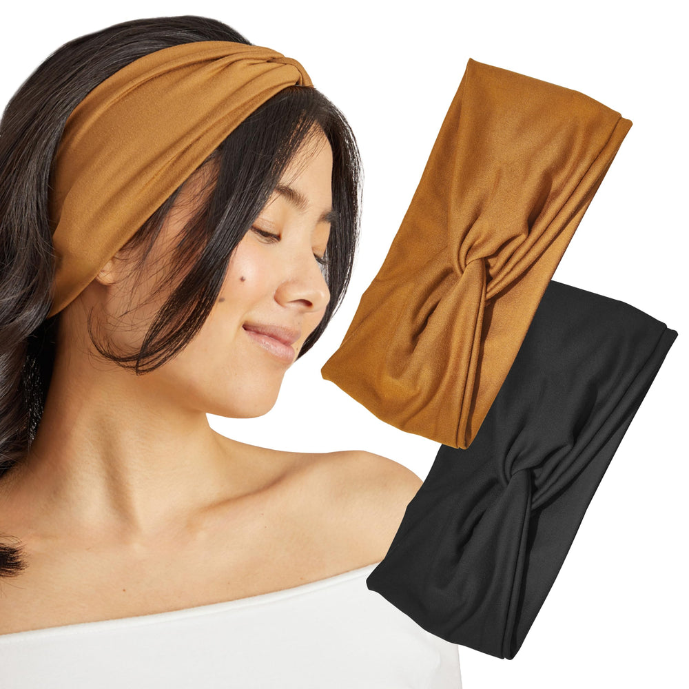 Kitsch banda para cabello ancha negra, sujeción estable para entrenamientos.
